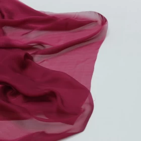 Claret Red Chiffon Pure silk Fabric - 049