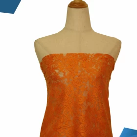 Reddish Orange French Lace - Fabric