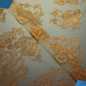 Golden design French Lace Fabric - 013