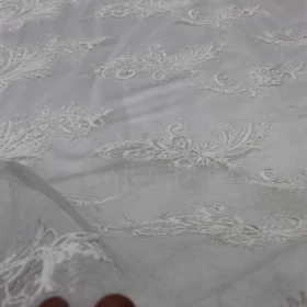 White Lace 100% Embroidery - Net Fabric