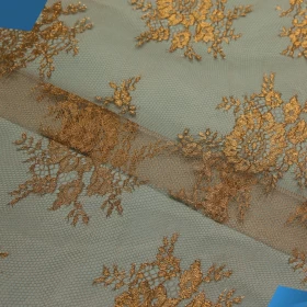 Golden design French Lace Fabric - 015