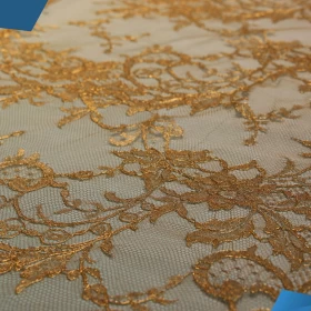 Golden design French Lace Fabric - 023