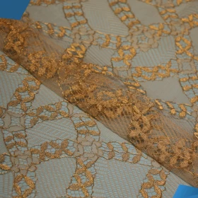 Golden design French Lace Fabric - 021