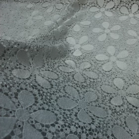 White Floral  Hard Lace Fabric - 006