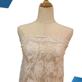 White Floral  French Lace - Fabric