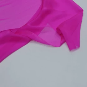 Fuchsia Pink  Chiffon Pure silk Fabric - 042