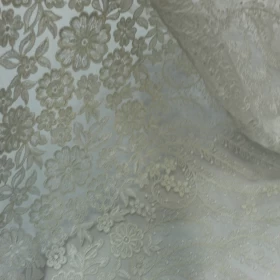 White  Hard Lace FLORAL  Fabric - 017