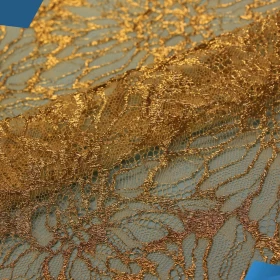 Golden design French Lace Fabric - 019