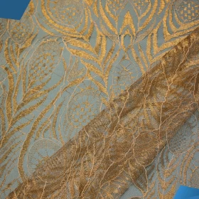 Golden design French Lace Fabric - 007