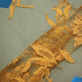 Golden design French Lace Fabric - 025