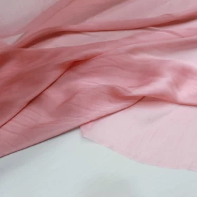 Peach Chiffon Pure Silk  Fabric - 001