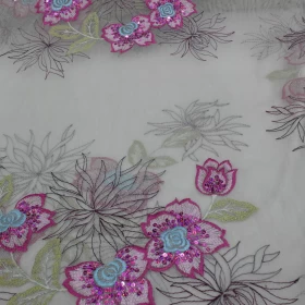 floral Embroidery - Tulle Fabric