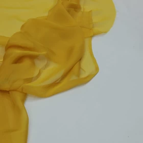 Mari gold Yellow Chiffon Pure silk Fabric - 018