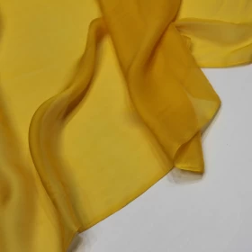 Old Gold Yellow Chiffon Pure silk Fabric - 021