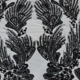 Black Hand Made Embroidery - Tulle fabric