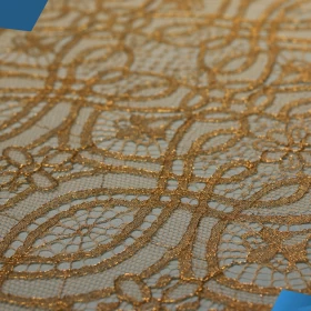 Golden design French Lace Fabric - 016